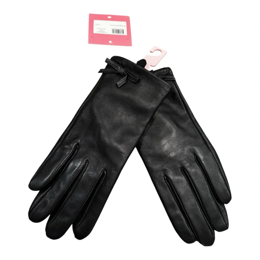 NWT Kate Spade Lambskin Mini Bow Glove Black Small